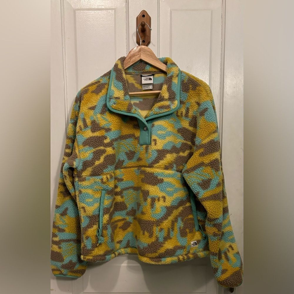 The North Face Women’s Cragmont Snap Fleece Pullover Wasabi Camo Size Large - Picture 6 of 8
